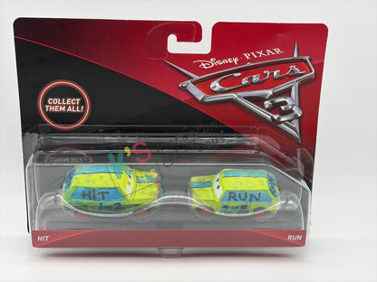 Disney Pixar Cars 1:55 by Mattel 2-Pack, "HIT & RUN" - CARS 3 PACK SERIES - BNIP