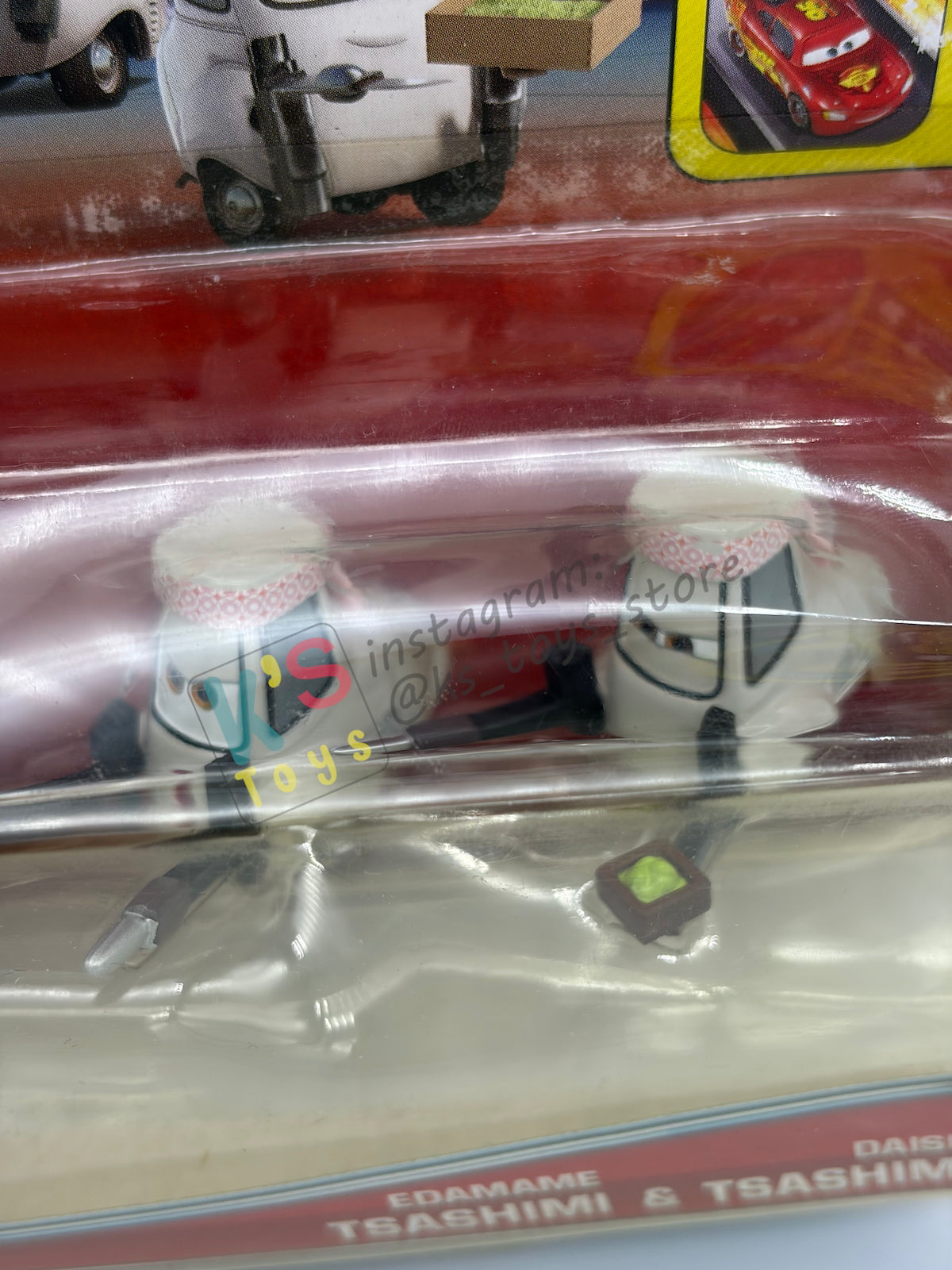 Disney Pixar Cars 1:55 2-Pack by Mattel, Mater With Allinol Cans and Edamame Tsashimi & Daisu Tsashimi - Tokyo Party - BNIP
