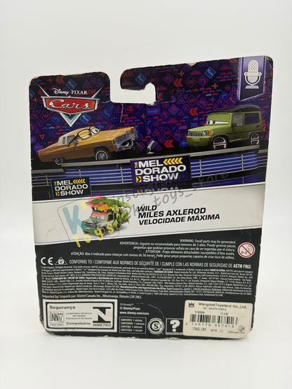 DELUXE DISNEY PIXAR CARS BY MATTEL, WILD MILES AXLEROD - MEL DORADO SHOW SERIES *DAMAGED CARD/PACKAGING* - BNIP