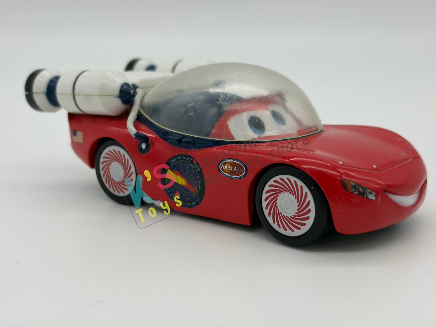 PRE-OWNED / LOOSE DISNEY STORE OF DISNEY PIXAR CARS 1:43 - IMPALA XIII, AUTONAUT LIGHTNING MCQUEEN, AND MOON MATER - MATER ON THE MOON SERIES - IN GOOD CONDITION