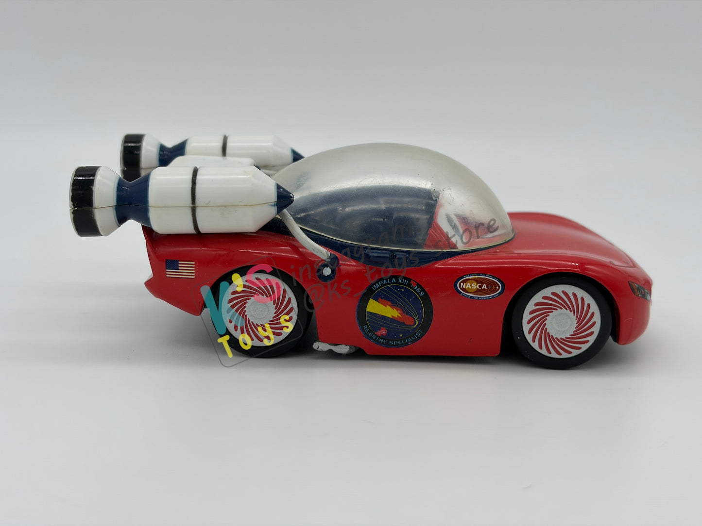 PRE-OWNED / LOOSE DISNEY STORE OF DISNEY PIXAR CARS 1:43 - IMPALA XIII, AUTONAUT LIGHTNING MCQUEEN, AND MOON MATER - MATER ON THE MOON SERIES - IN GOOD CONDITION