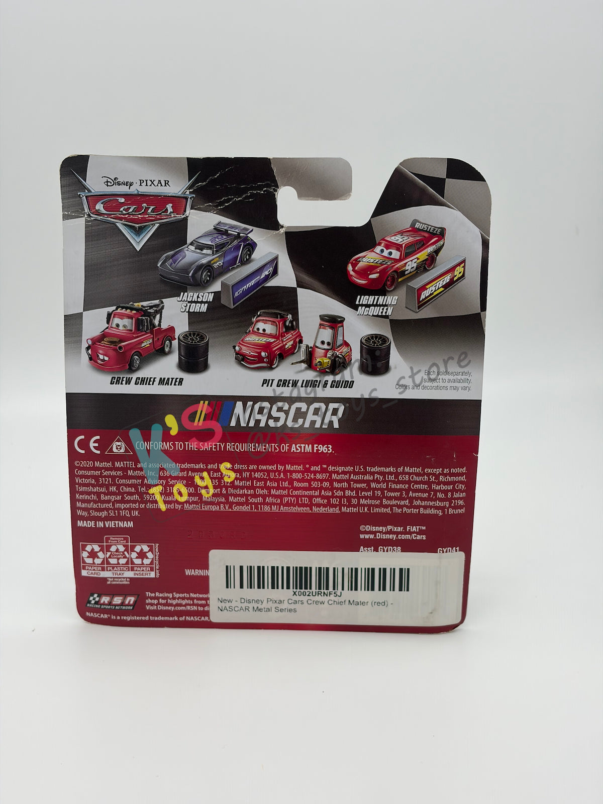 DISNEY PIXAR CARS BY MATTEL 1:55, "CREW CHIEF MATER NASCAR" - NASCAR SERIES - BNIP - READ DESCRIPTION!!!