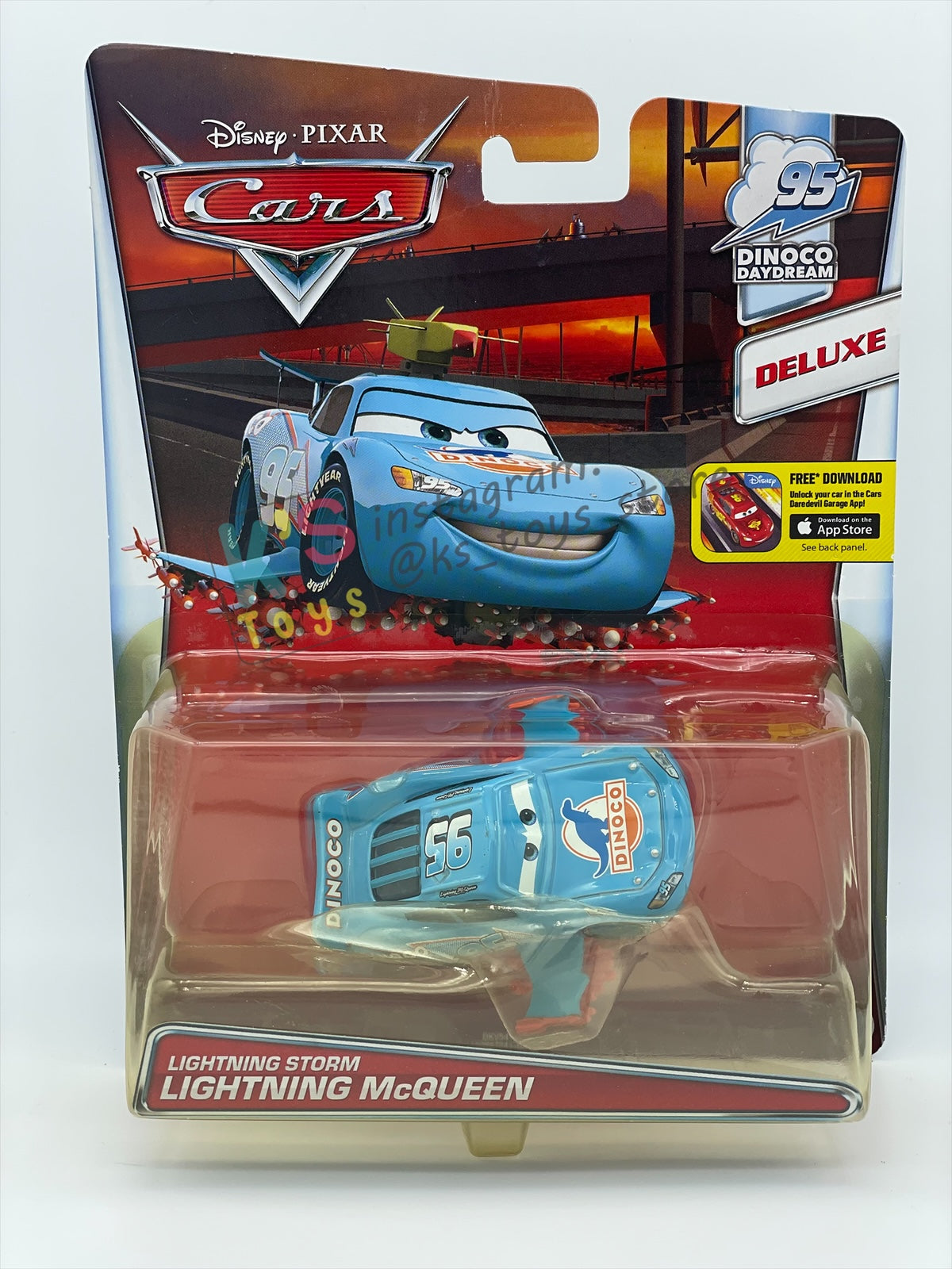 DELUXE DISNEY PIXAR CARS BY MATTEL, "LIGHTNING STORM MCQUEEN (VARIANT - UNIBODY)" MEGASIZE - DINOCO DAYDREAM SERIES - BNIP