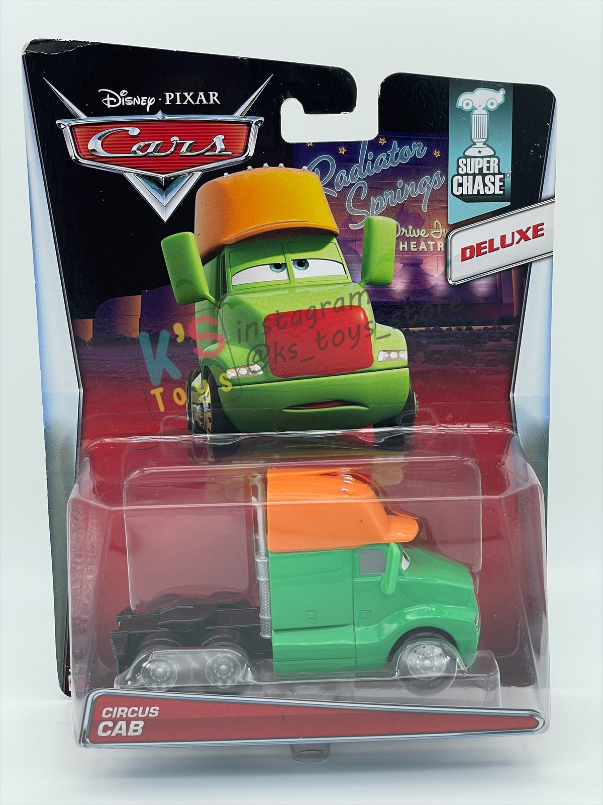 DELUXE DISNEY PIXAR CARS BY MATTEL, "CIRCUS CAB" DELUXE - SUPER CHASE SERIES - BNIP