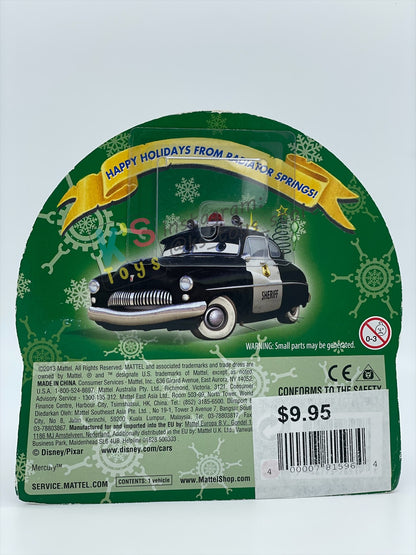 DISNEY PIXAR CARS 1:55 BY MATTEL - "HOLIDAY SPIRIT SHERIFF" - CHRISTMAS BALL SERIES BNIP