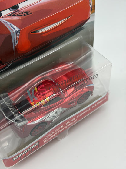 DISNEY PIXAR CARS 1:55 BY MATTEL - "RED RACING JACKSON STORM" - RED RACING SERIES - BNIP