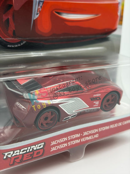 DISNEY PIXAR CARS 1:55 BY MATTEL - "RED RACING JACKSON STORM" - RED RACING SERIES - BNIP