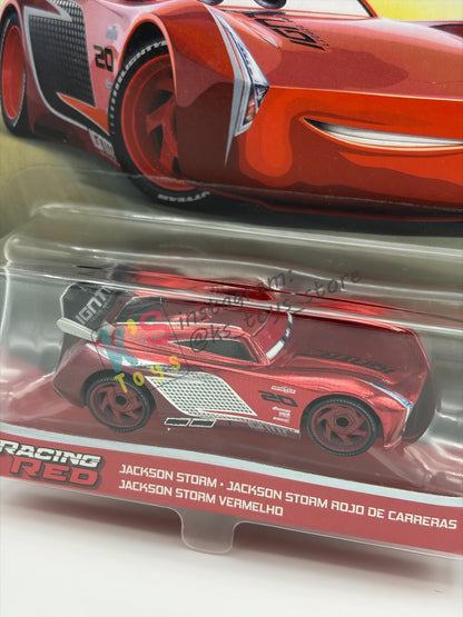 DISNEY PIXAR CARS 1:55 BY MATTEL - "RED RACING JACKSON STORM" - RED RACING SERIES - BNIP