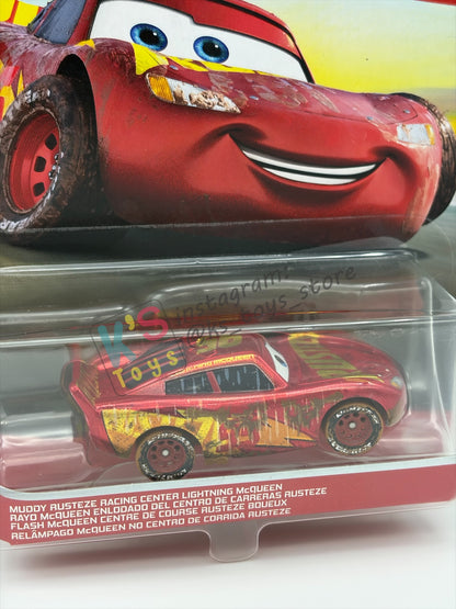 Disney Pixar Cars 1:55 by MATTEL, MUDDY RUSTEZE RACING CENTER LIGHTNING MCQUEEN - 2021 RE-RELEASED - BNIP