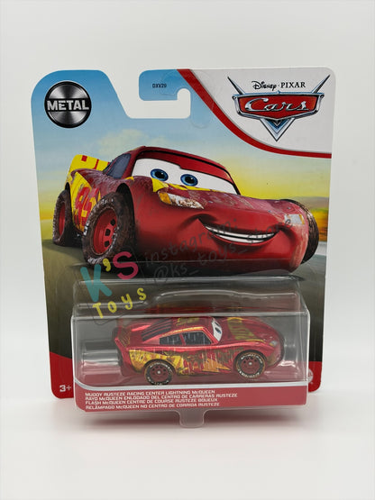 Disney Pixar Cars 1:55 by MATTEL, MUDDY RUSTEZE RACING CENTER LIGHTNING MCQUEEN - 2021 RE-RELEASED - BNIP