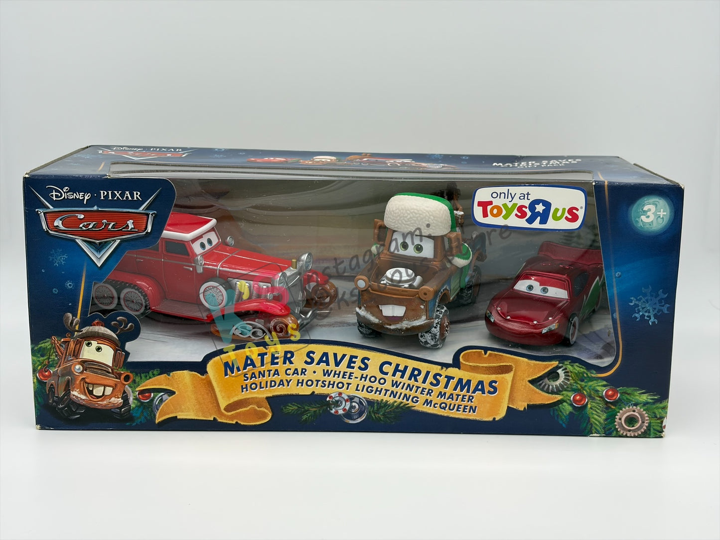 GIFT SET Disney Pixar Cars by MATTEL, EXCLUSIVE 3 PACK MATER SAVES CHRISTMAS ONLY AT TOYRUS - SANTA CAR, WHEE-HOO WINTER MATER, AND HOLIDAY HOTSHOT LIGHTNING MCQUEEN - BNIP