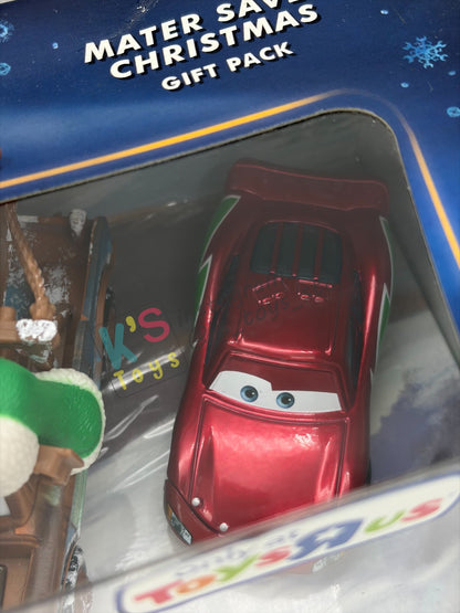 GIFT SET Disney Pixar Cars by MATTEL, EXCLUSIVE 3 PACK MATER SAVES CHRISTMAS ONLY AT TOYRUS - SANTA CAR, WHEE-HOO WINTER MATER, AND HOLIDAY HOTSHOT LIGHTNING MCQUEEN - BNIP