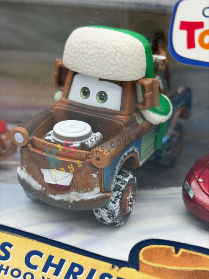 GIFT SET Disney Pixar Cars by MATTEL, EXCLUSIVE 3 PACK MATER SAVES CHRISTMAS ONLY AT TOYRUS - SANTA CAR, WHEE-HOO WINTER MATER, AND HOLIDAY HOTSHOT LIGHTNING MCQUEEN - BNIP