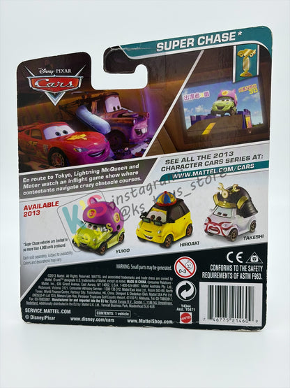 RARE DISNEY PIXAR CARS 1:55 BY MATTEL, "TAKESHI" CARS 2 SUPER CHASE - BNIP