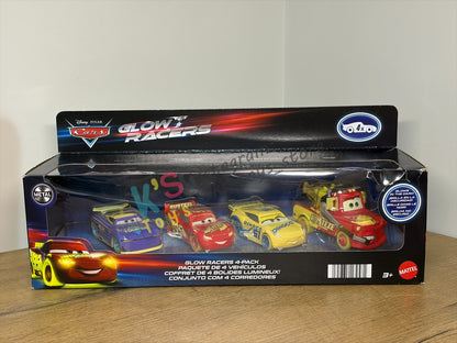 GIFT SET GLOW RACERS Disney Pixar Cars by MATTEL, 4-PACK GLOW RACERS PACK; MATER, DINOCO CRUZ RAMIREZ,  LIGHTNING MCQUEEN AND WILL RUSCH - NEW RELEASE 2023 - BNIP - READ DESCRIPTION!!!!!!!!!