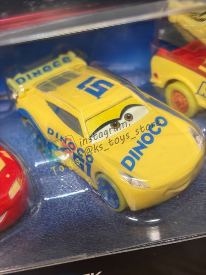 GIFT SET GLOW RACERS Disney Pixar Cars by MATTEL, 4-PACK GLOW RACERS PACK; MATER, DINOCO CRUZ RAMIREZ,  LIGHTNING MCQUEEN AND WILL RUSCH - NEW RELEASE 2023 - BNIP - READ DESCRIPTION!!!!!!!!!