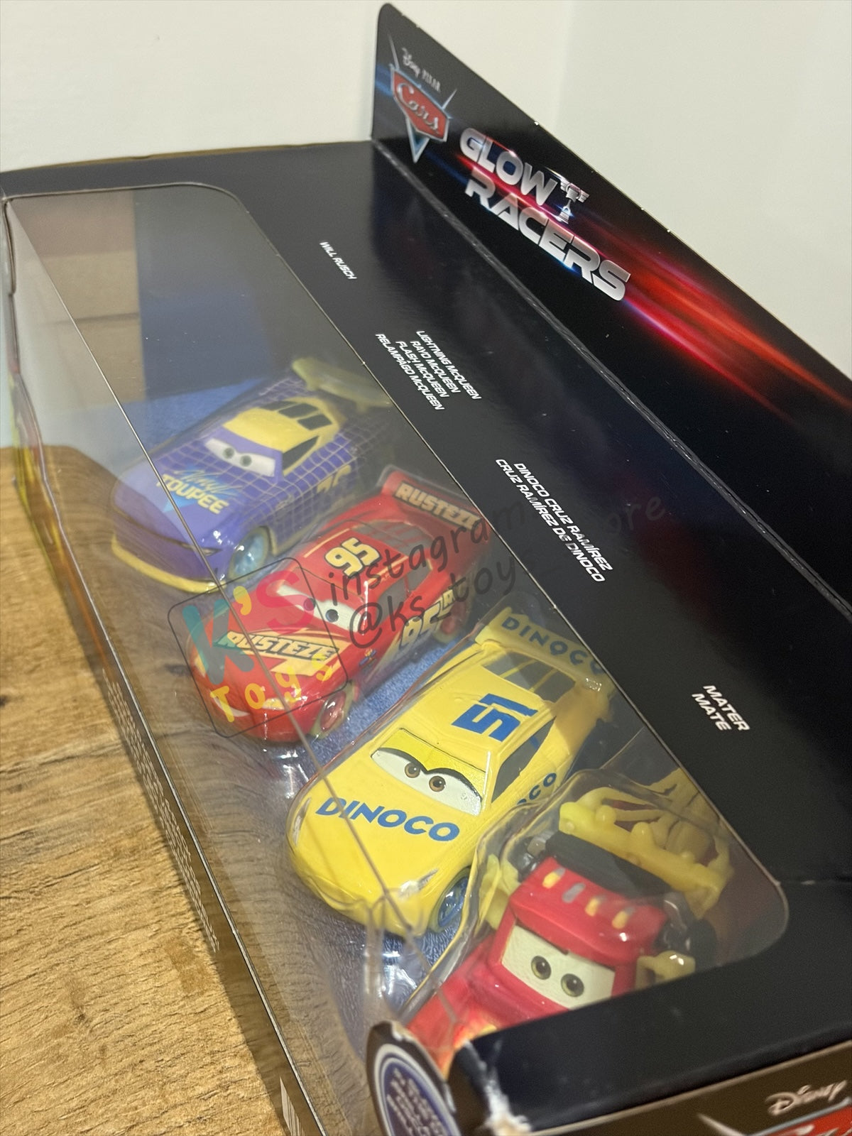 GIFT SET GLOW RACERS Disney Pixar Cars by MATTEL, 4-PACK GLOW RACERS PACK; MATER, DINOCO CRUZ RAMIREZ,  LIGHTNING MCQUEEN AND WILL RUSCH - NEW RELEASE 2023 - BNIP - READ DESCRIPTION!!!!!!!!!