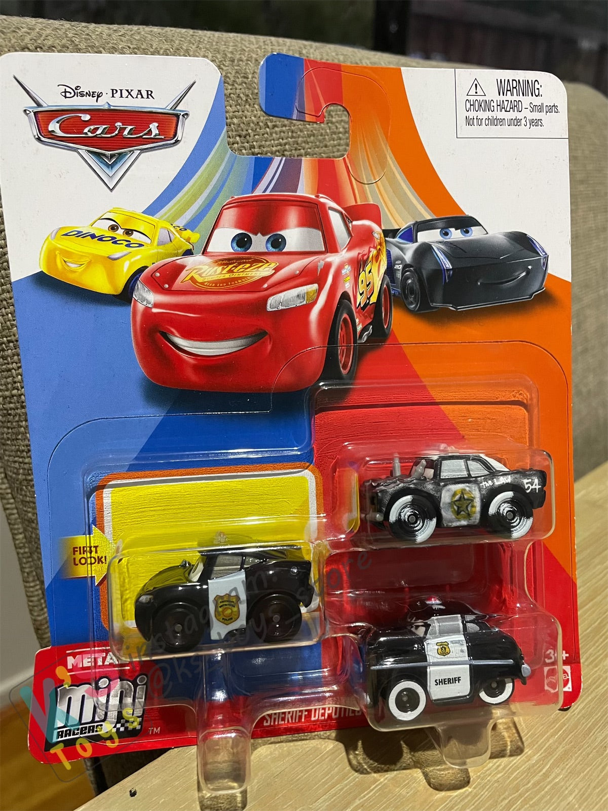 MINI RACERS DISNEY PIXAR CARS 3-PACK OFFICER LIGHTNING MCQUEEN, APB AND SHERIFF - BNIP