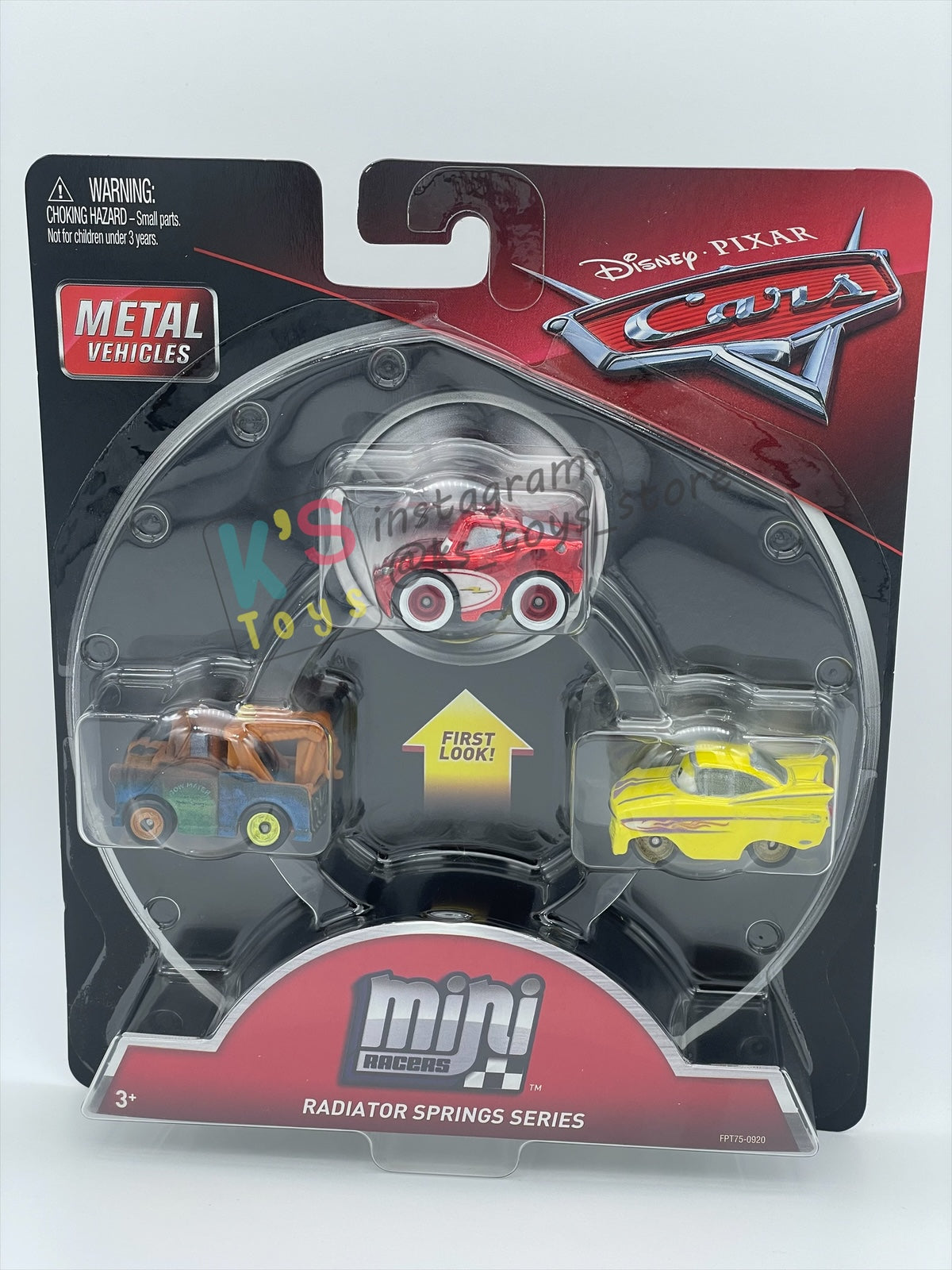 RARE MINI RACERS DISNEY PIXAR CARS BY MATTEL, 3-PACK DAYTIME CRUISIN LIGHTNING MCQUEEN, MATER AND YELLOW RAMONE (RADIATOR SPRINGS SERIES) - BNIP