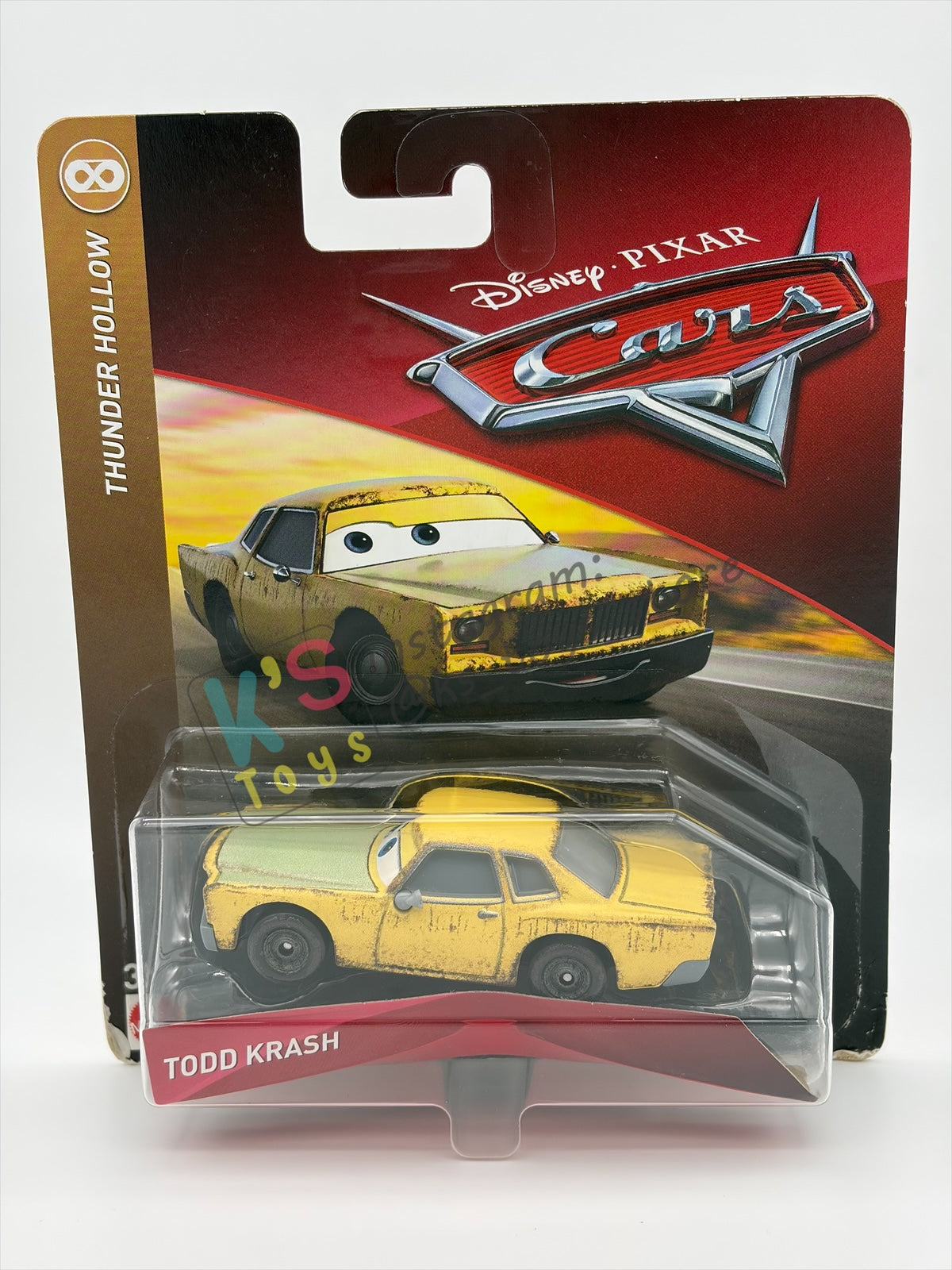 DISNEY PIXAR CARS 1:55 BY MATTEL - "TODD KRASH" - THUNDER HOLLOW SERIES - BNIP