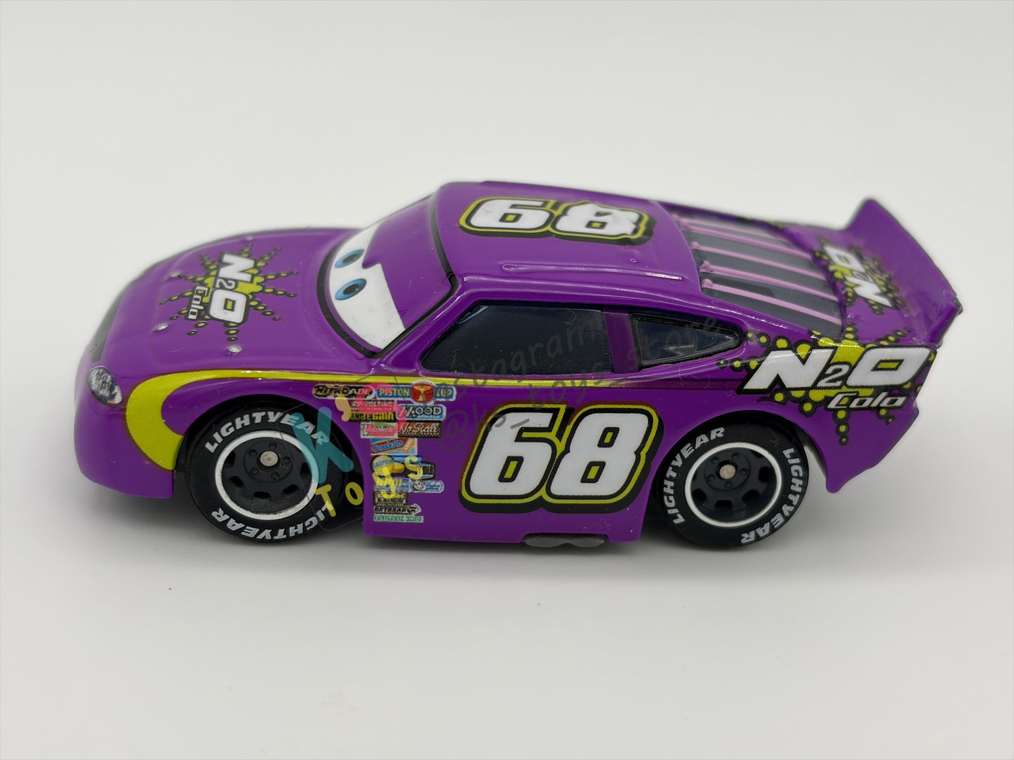 PRE-OWNED / LOOSE DISNEY PIXAR CARS BY MATTEL - "MANNY FLYWHEEL N2O COLA RUBBER TIRES- CARS SYNTHETIC RUBBER TIRES SERIES, NEAR MINT CONDITION - READ DESCRIPTION!!!!!!!!!!!