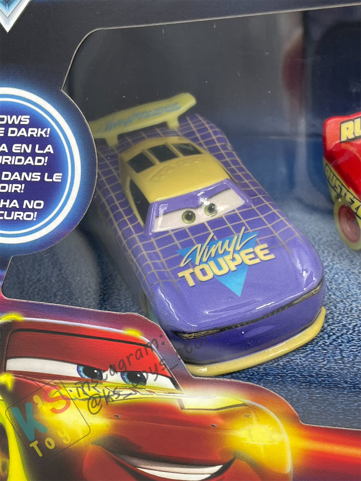 GIFT SET GLOW RACERS Disney Pixar Cars by MATTEL, 4-PACK GLOW RACERS PACK; MATER, DINOCO CRUZ RAMIREZ,  LIGHTNING MCQUEEN AND WILL RUSCH - NEW RELEASE 2023 - BNIP