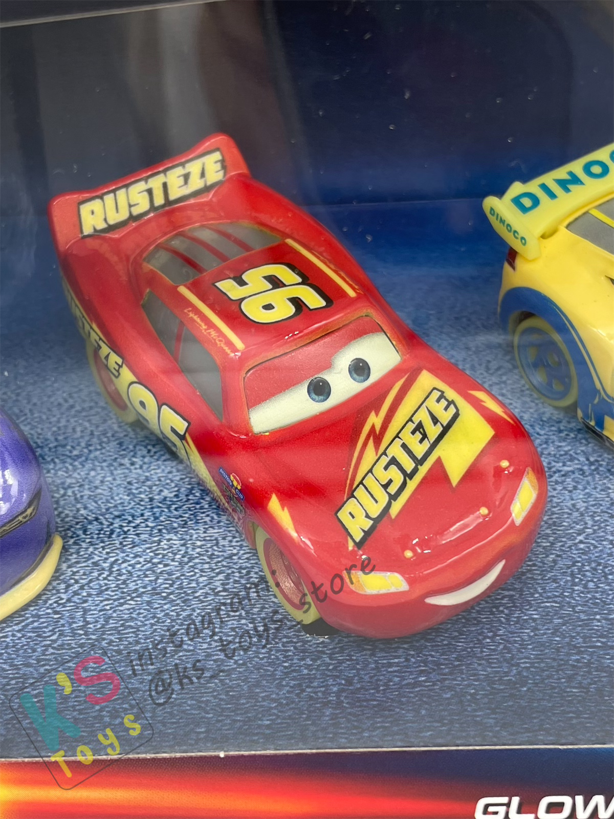 GIFT SET GLOW RACERS Disney Pixar Cars by MATTEL, 4-PACK GLOW RACERS PACK; MATER, DINOCO CRUZ RAMIREZ,  LIGHTNING MCQUEEN AND WILL RUSCH - NEW RELEASE 2023 - BNIP