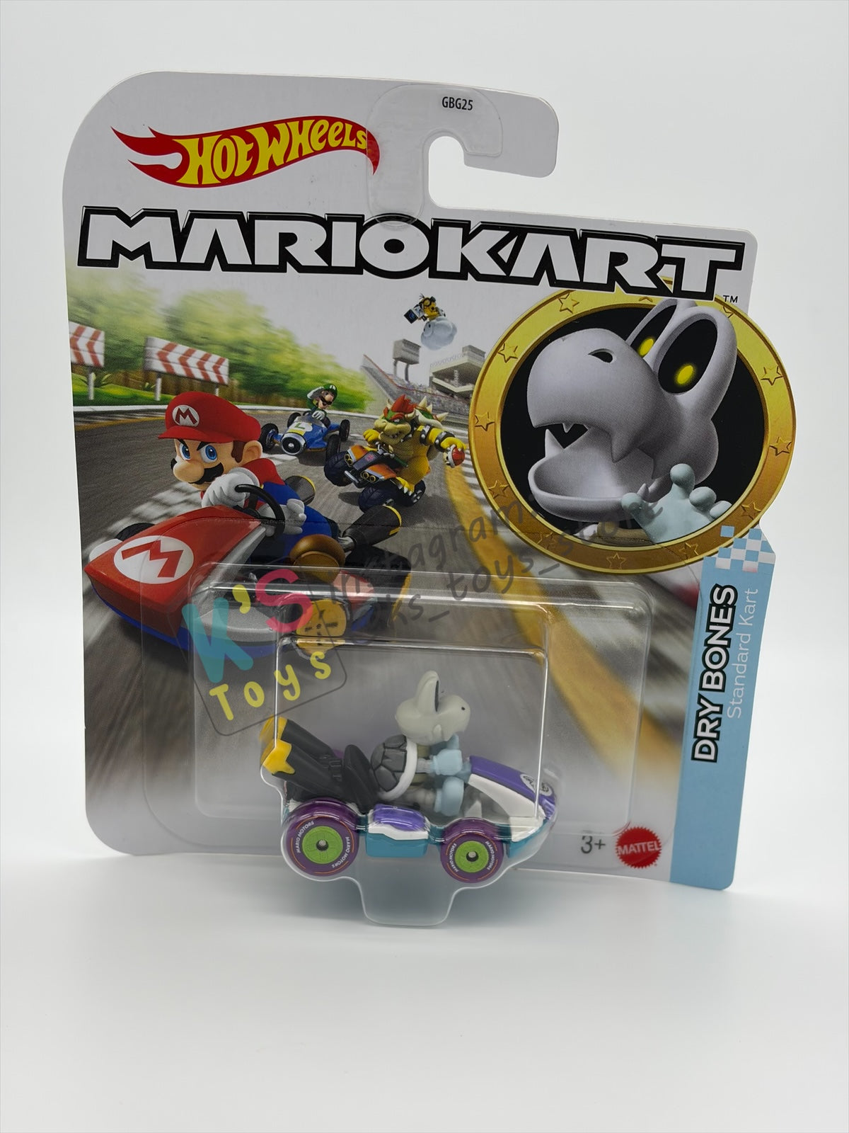 HOTWHEELS MARIO KART 1:64 BY MATTEL, "DRY BONES WITH STANDARD KART" 2026 RE-RELEASED - BNIP