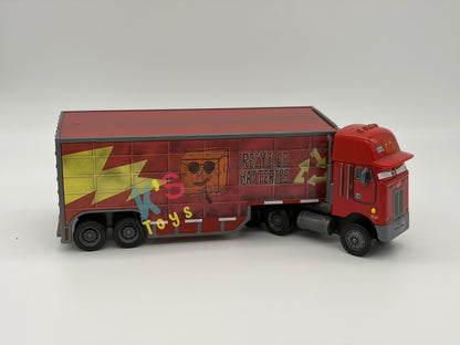 PRE-OWNED / LOOSE HAULER DISNEY PIXAR CARS BY MATTEL, PETERBILL / JERRY RECYCLED BATTERIES HAULER,  IN NEAR MINT CONDITION - PLEASE READ DESCRIPTION!!!!!!!!!!