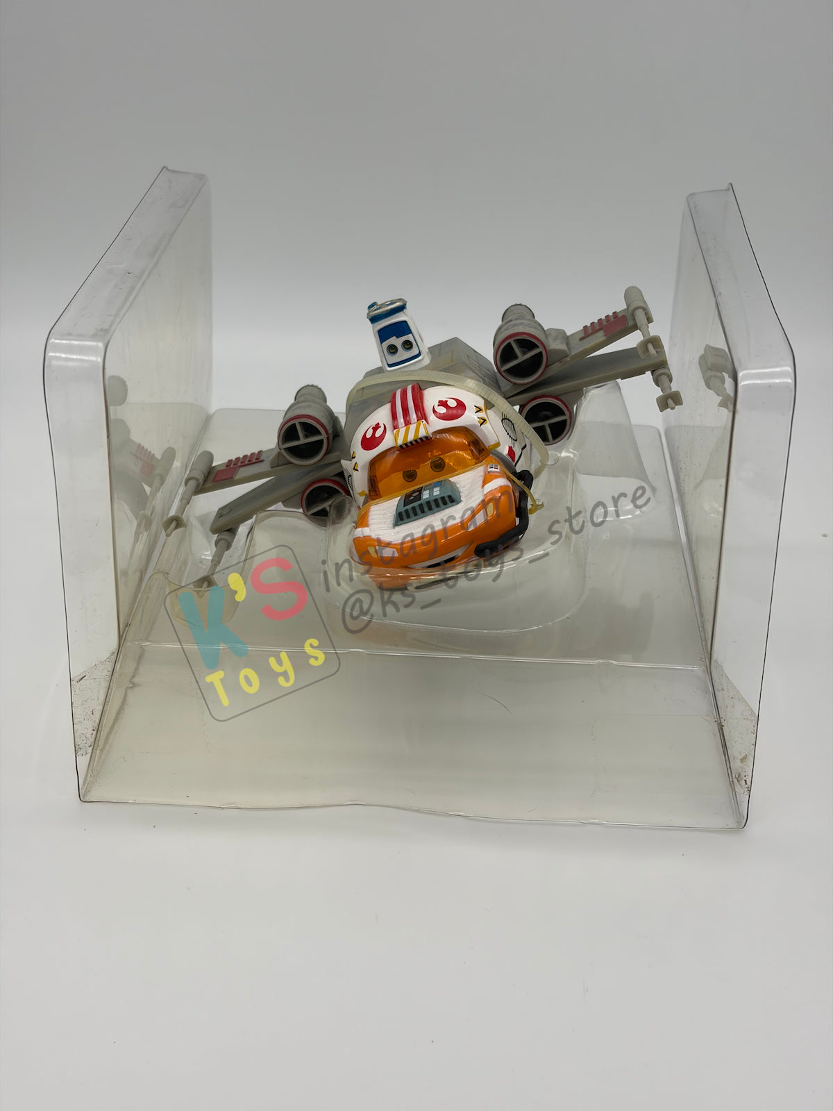 RARE EXCLUSIVE DISNEY PIXAR CARS BY DISNEY PARKS, "LIGHTNING MCQUEEN AS JEDI LUKE SKYWALKER DEATH STAR BATTLE" STAR WARS SERIES - BNIP *BLISTER IS CRACKED!!