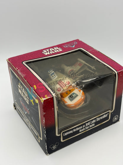 RARE EXCLUSIVE DISNEY PIXAR CARS BY DISNEY PARKS, "LIGHTNING MCQUEEN AS JEDI LUKE SKYWALKER DEATH STAR BATTLE" STAR WARS SERIES - BNIP *BLISTER IS CRACKED!!