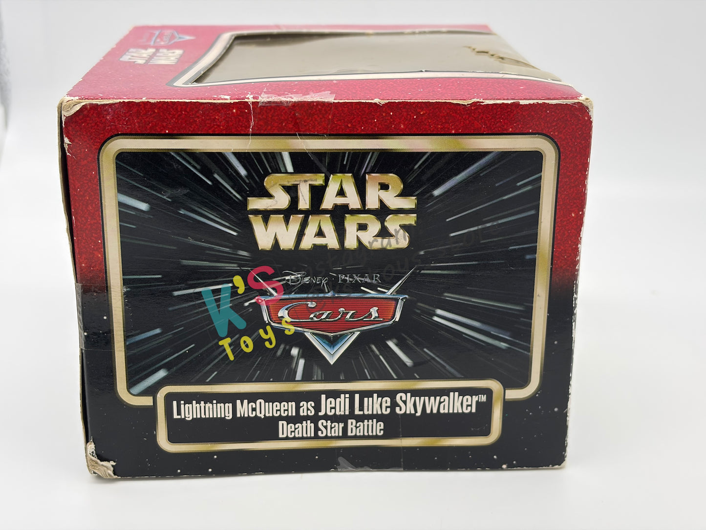 RARE EXCLUSIVE DISNEY PIXAR CARS BY DISNEY PARKS, "LIGHTNING MCQUEEN AS JEDI LUKE SKYWALKER DEATH STAR BATTLE" STAR WARS SERIES - BNIP *BLISTER IS CRACKED!!
