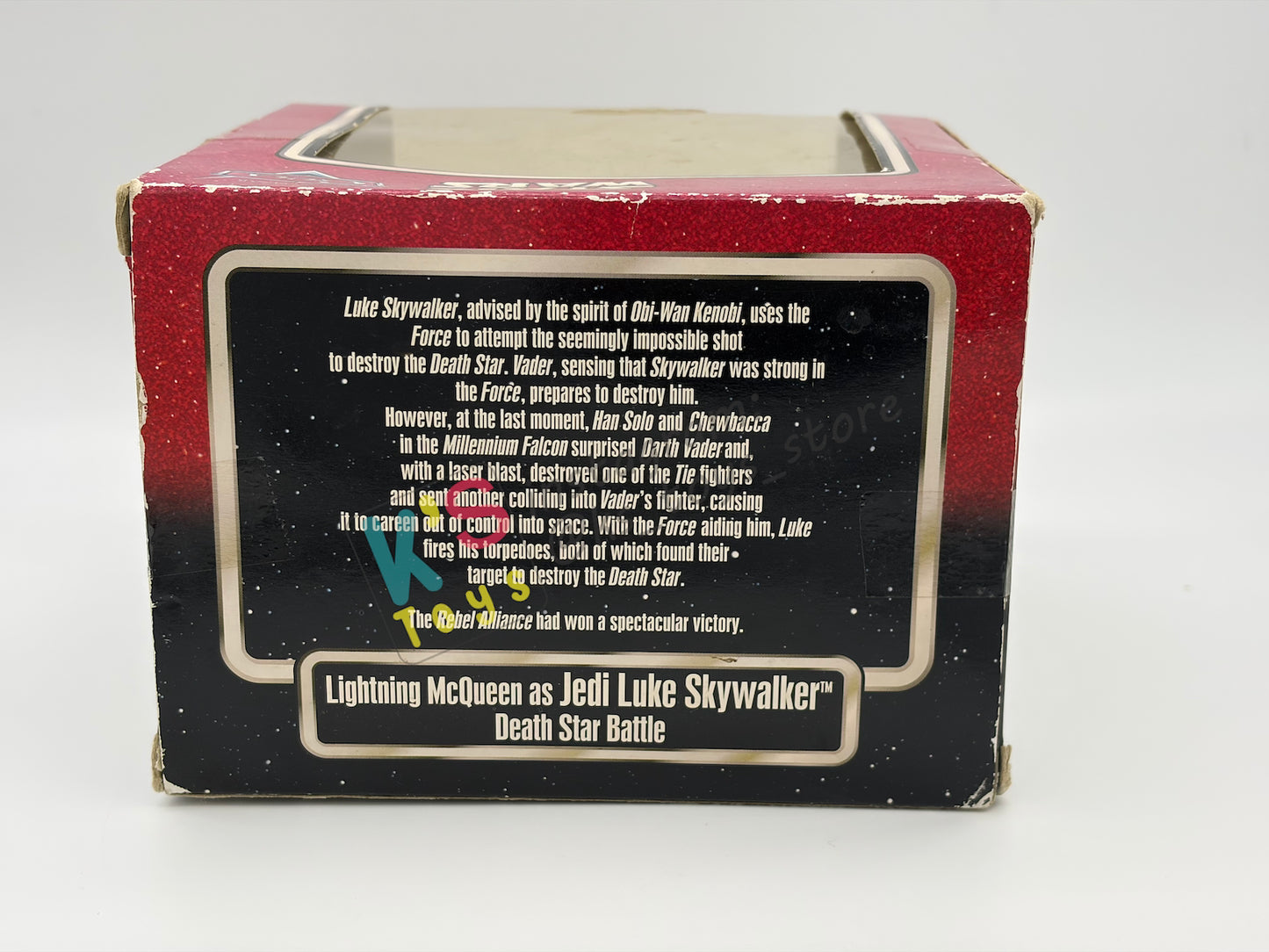RARE EXCLUSIVE DISNEY PIXAR CARS BY DISNEY PARKS, "LIGHTNING MCQUEEN AS JEDI LUKE SKYWALKER DEATH STAR BATTLE" STAR WARS SERIES - BNIP *BLISTER IS CRACKED!!