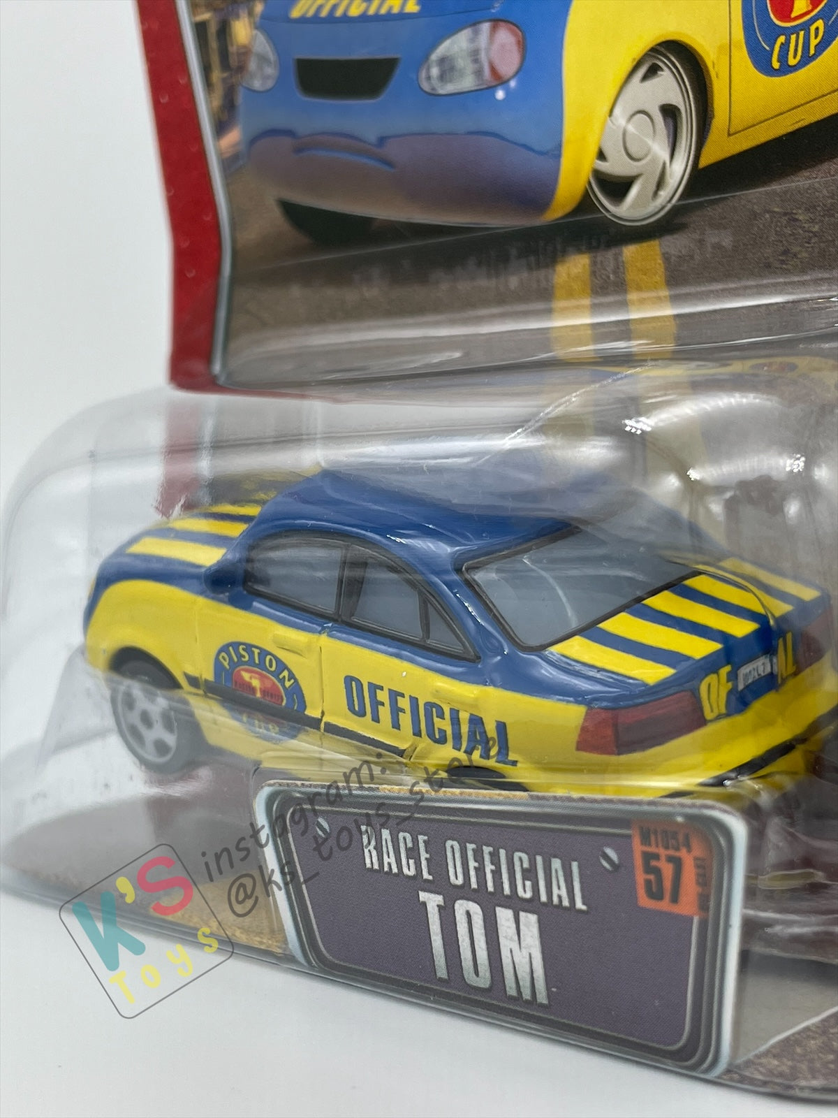 DISNEY PIXAR CARS BY MATTEL, THE WORLD OF CARS SERIES - RACE OFFICIAL TOM #57 - BNIP