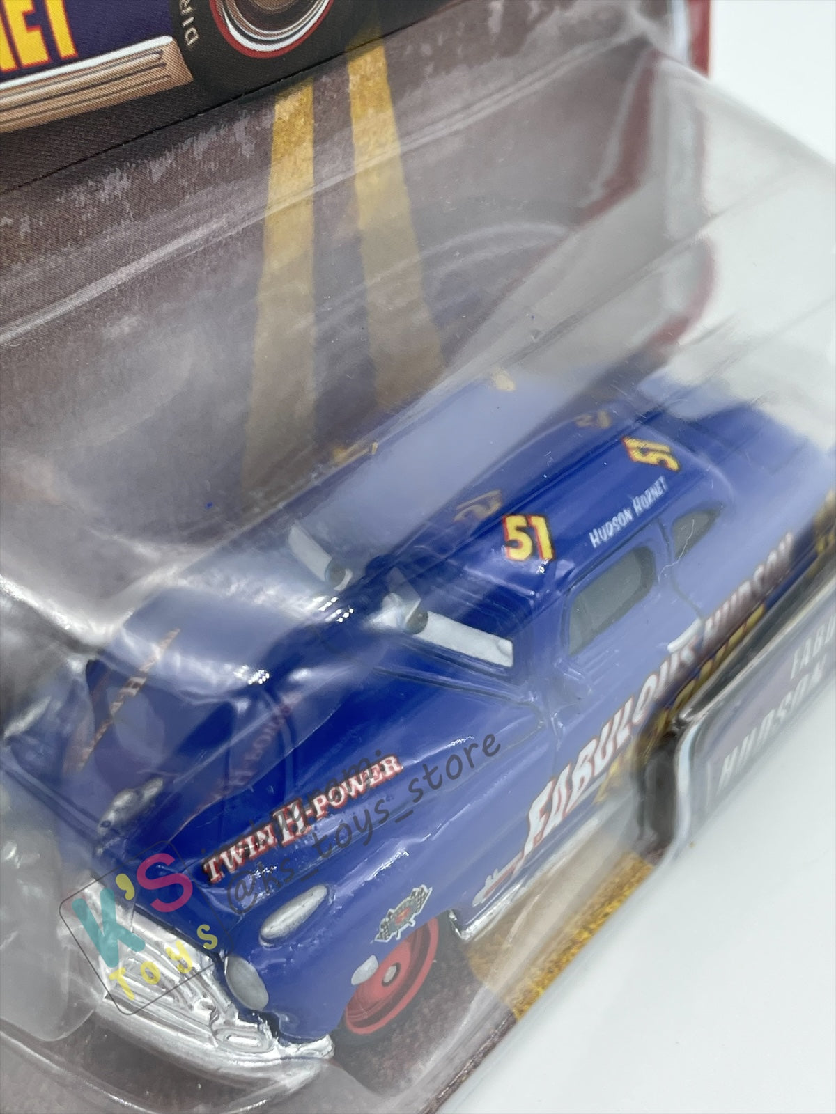 DISNEY PIXAR CARS BY MATTEL, THE WORLD OF CARS SERIES -FABULOUS HUDSON HORNET WITH RED RIMS #10 - BNIP