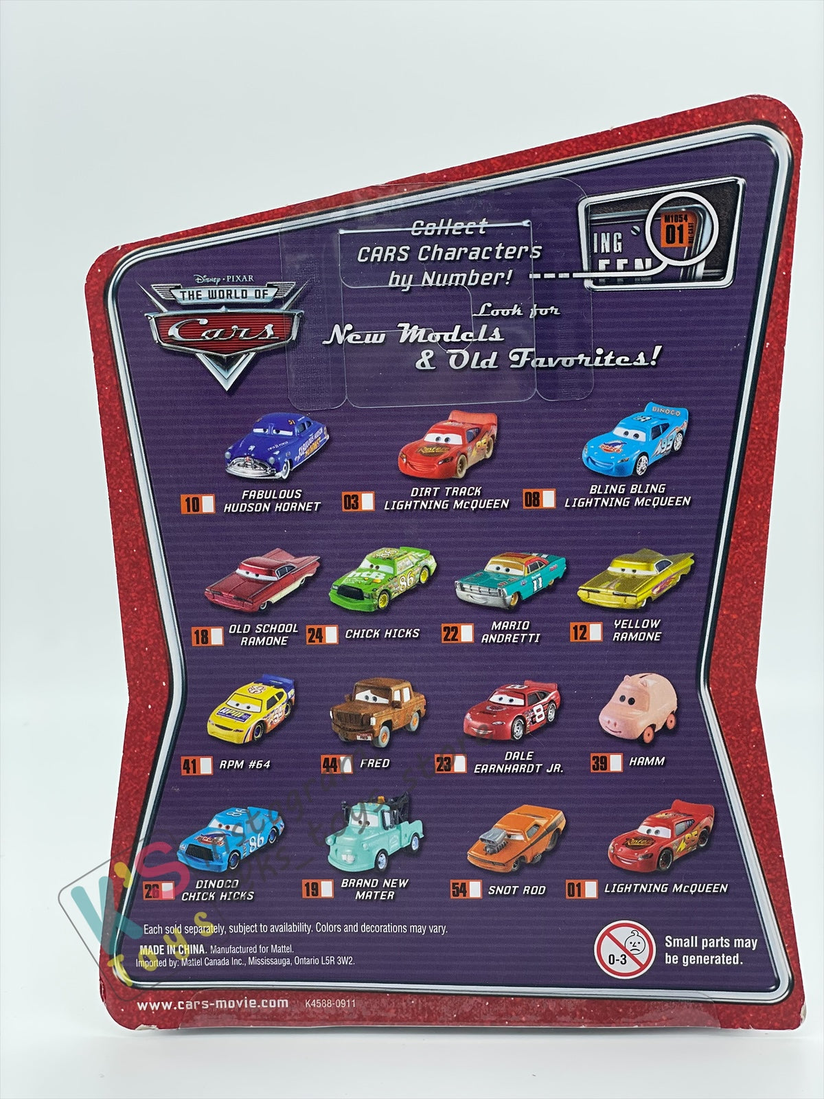 DISNEY PIXAR CARS BY MATTEL, THE WORLD OF CARS SERIES -FABULOUS HUDSON HORNET WITH RED RIMS #10 - BNIP