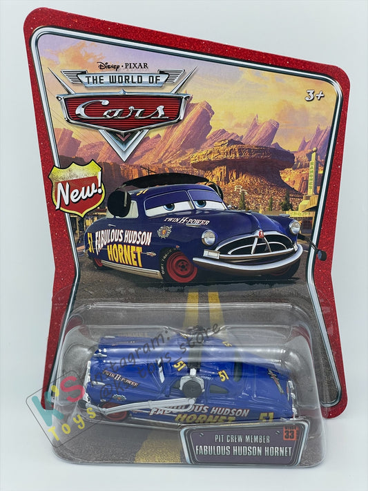 DISNEY PIXAR CARS BY MATTEL, THE WORLD OF CARS SERIES - PIT CREW MEMBER FABULOUS HUDSON HORNET - BNIP