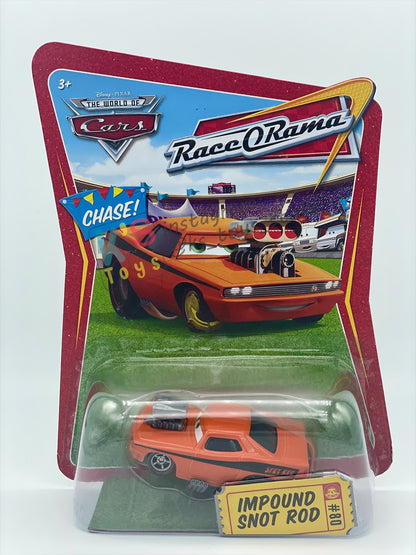 DISNEY PIXAR CARS BY MATTEL 1:55, IMPOUND SNOT ROD - RACE ORAMA SERIES - BNIP
