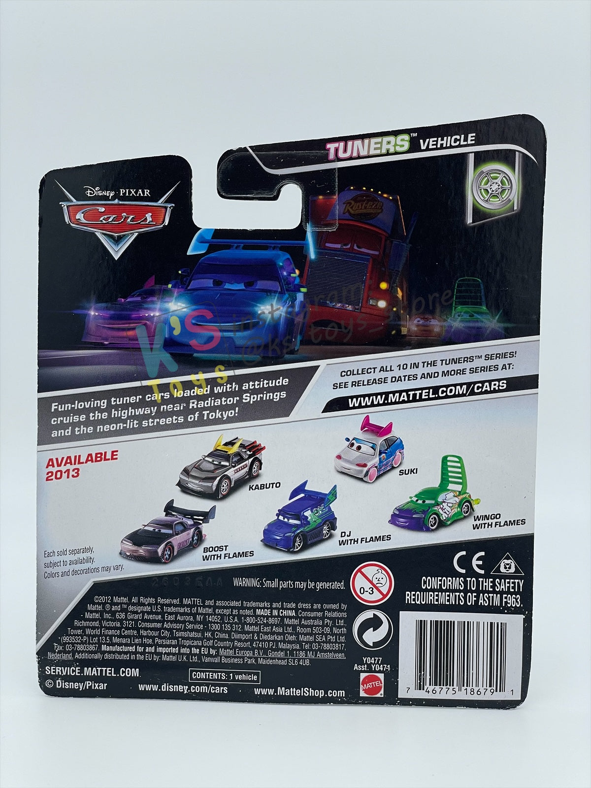 DISNEY PIXAR CARS BY MATTEL 1:55 - WINGO WITH FLAMES - TUNER SERIES - BNIP