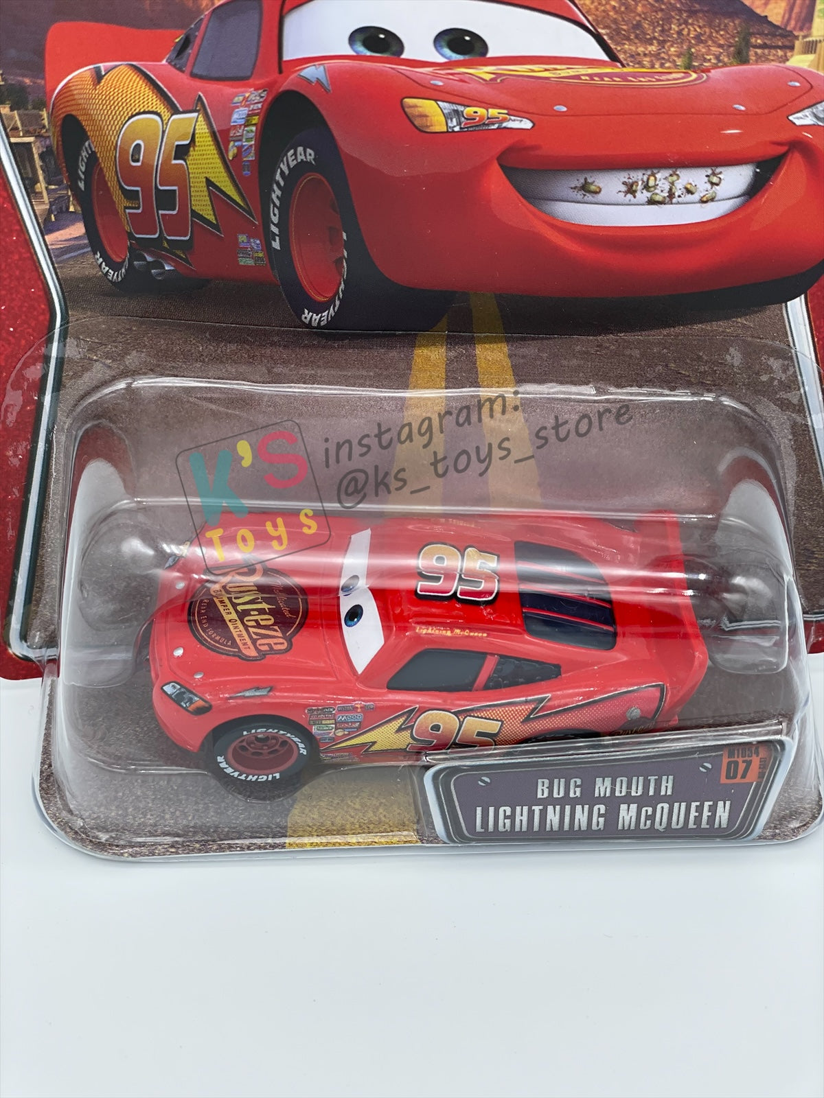DISNEY PIXAR CARS BY MATTEL 1:55 - BUG MOUTH LIGHTNING MCQUEEN - THE WORLD OF CARS SERIES - BNIP