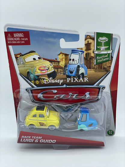 DISNEY PIXAR CARS BY MATTEL 1:55, RACE TEAM LUIGI & GUIDO - FESTIVAL ITALIANO SERIES - BNIP