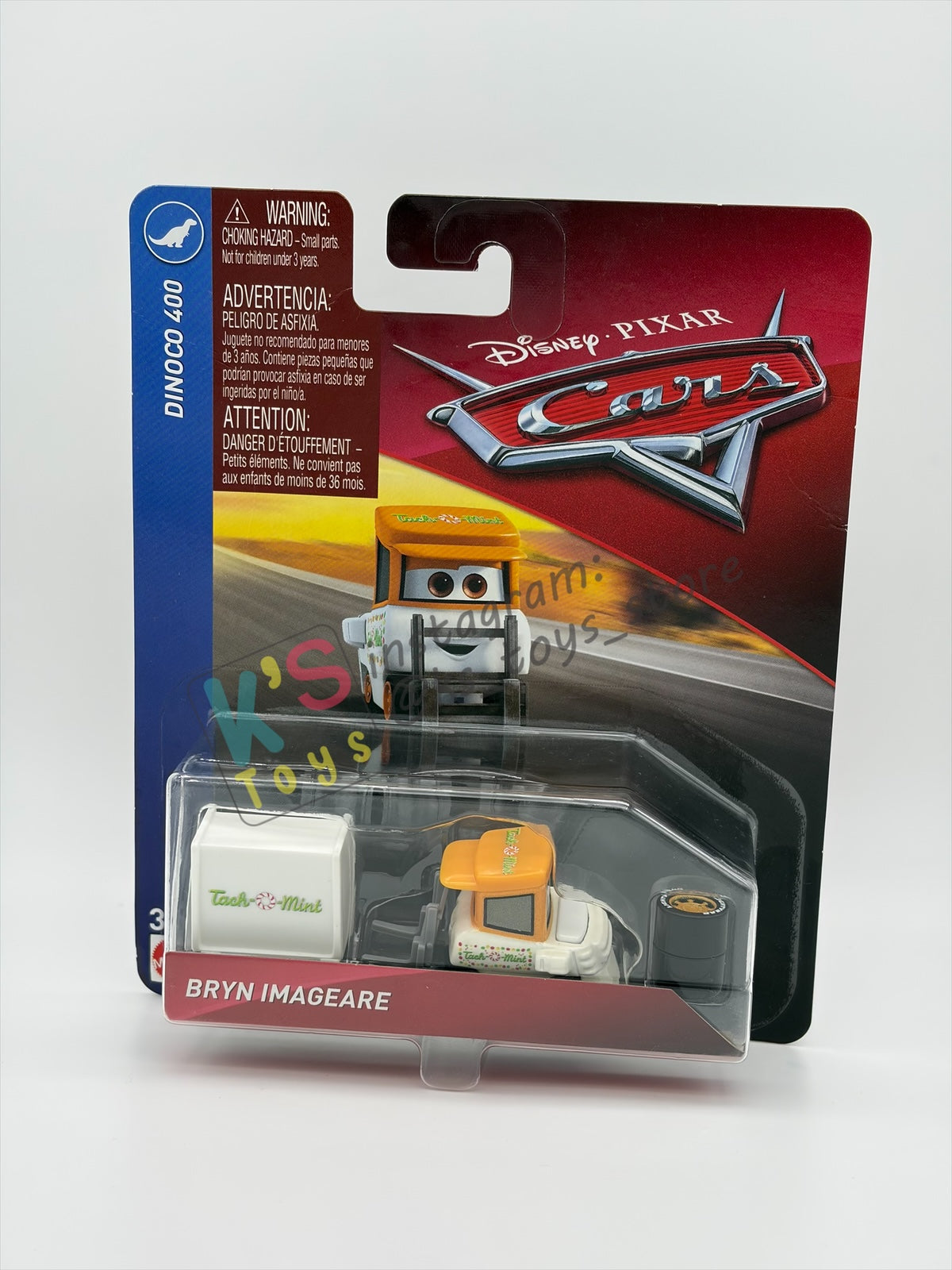 DISNEY PIXAR CARS 1:55 BY MATTEL, "BRYN IMAGEARE" CARS DINOCO 400 - BNIP