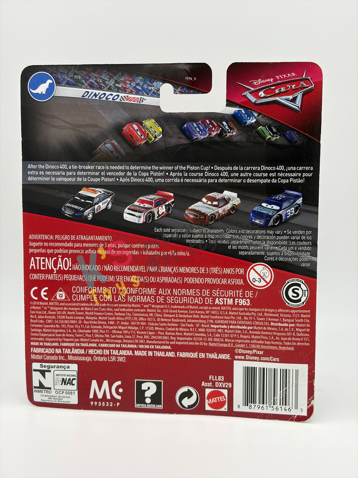 DISNEY PIXAR CARS 1:55 BY MATTEL, "BRYN IMAGEARE" CARS DINOCO 400 - BNIP