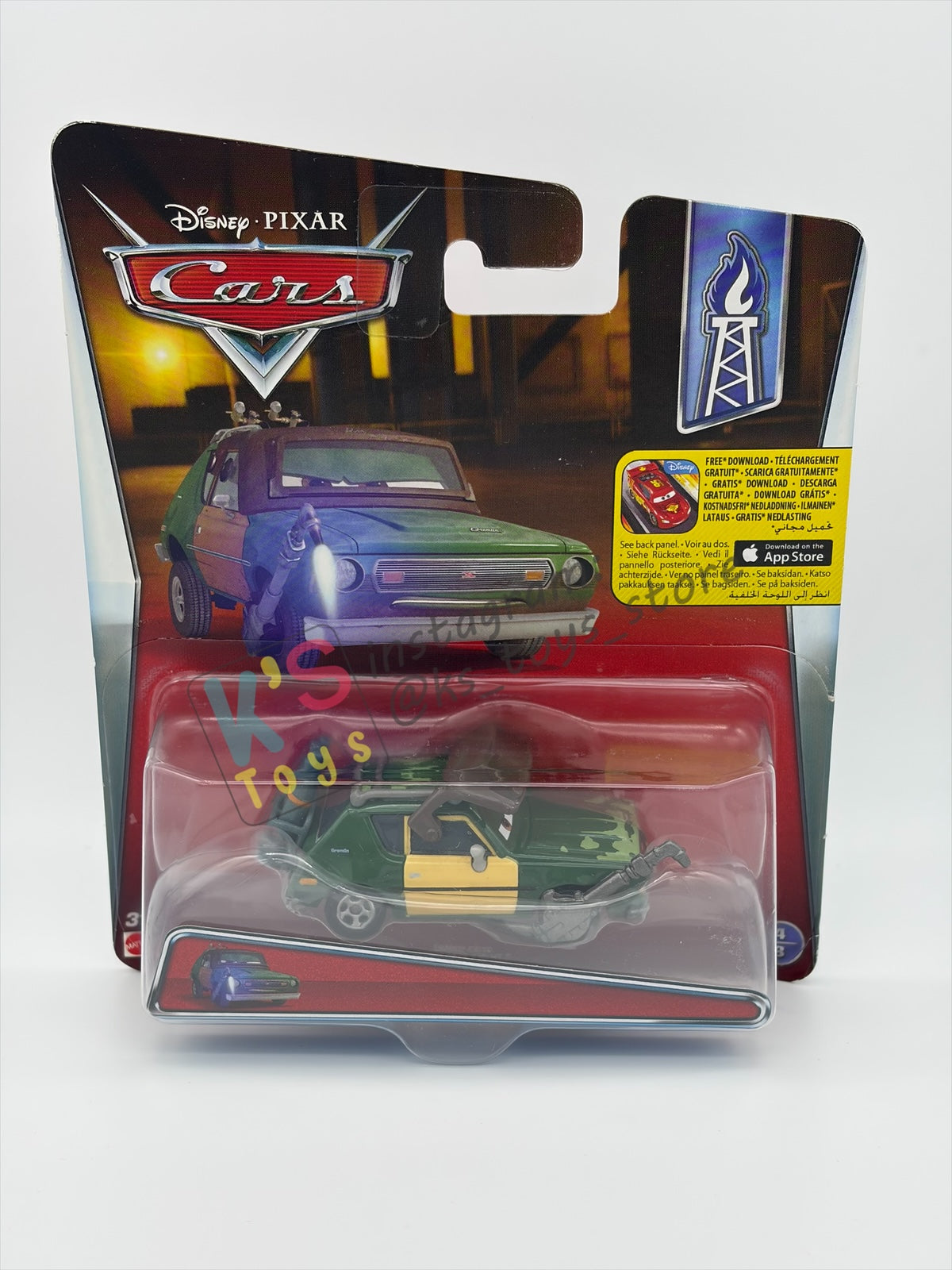 DISNEY PIXAR CARS 1:55 BY MATTEL, "STEFAN GREMSKY" CARS 2 OIL GRIG GETAWAY - BNIP