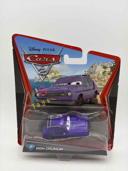 DISNEY PIXAR CARS BY MATTEL, DON CRUMLIN (GREEN EYES) - CARS 2 SERIES - BNIP