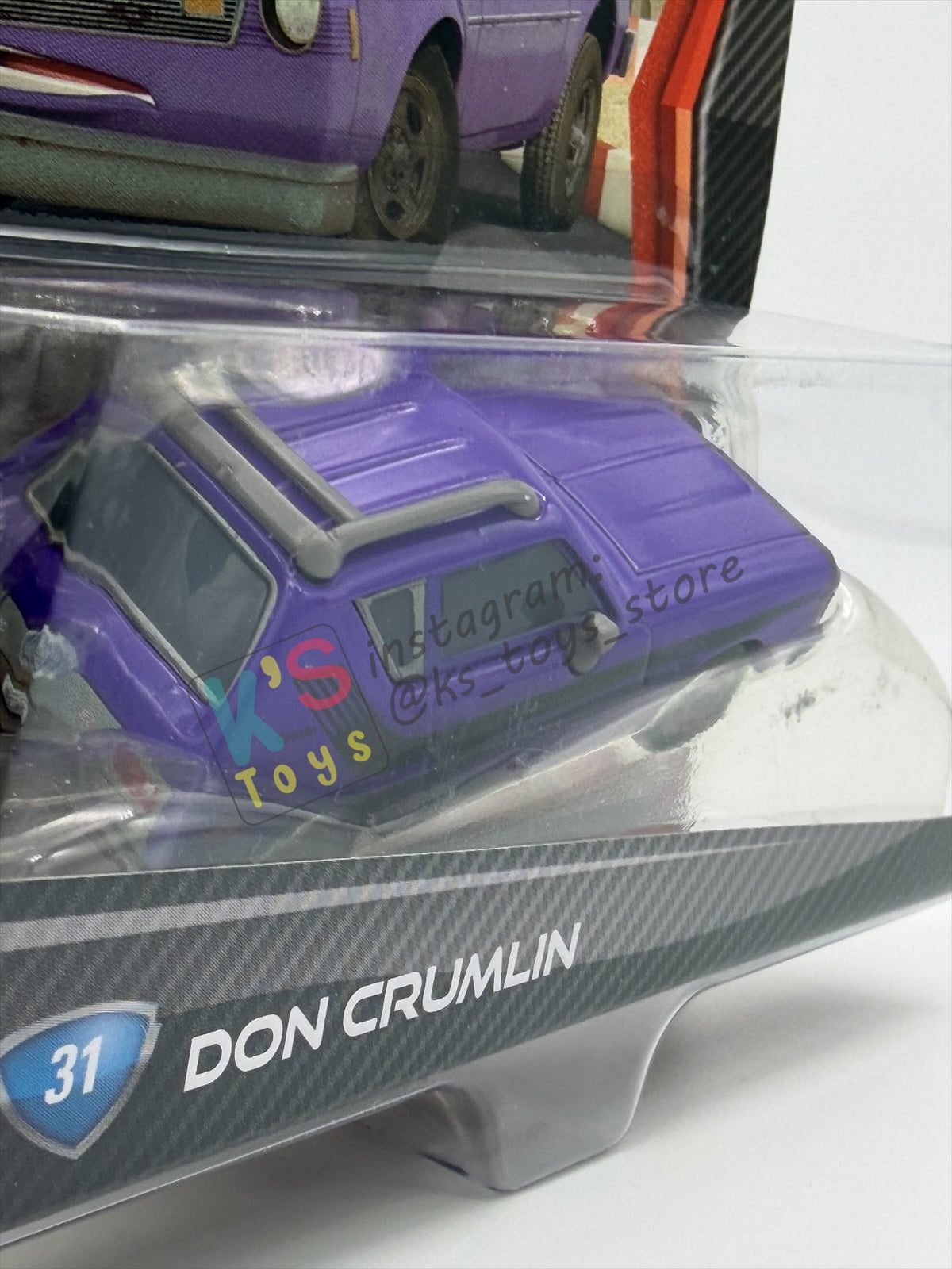 DISNEY PIXAR CARS BY MATTEL, DON CRUMLIN (GREEN EYES) - CARS 2 SERIES - BNIP