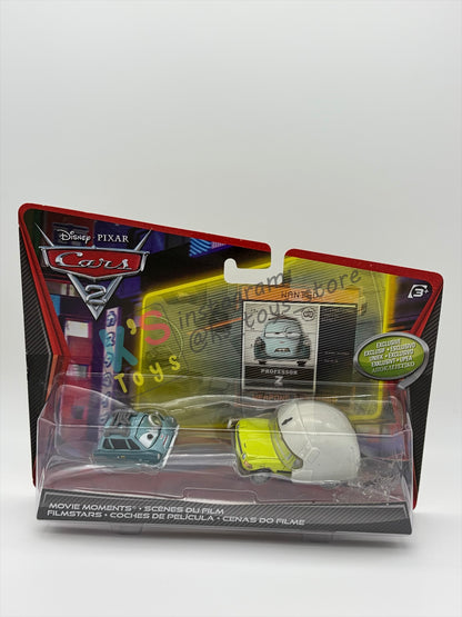 Disney Pixar Cars 1:55 by Mattel, 2-Pack Professor Z and Acer with Helmet from Cars 2 - BNIP