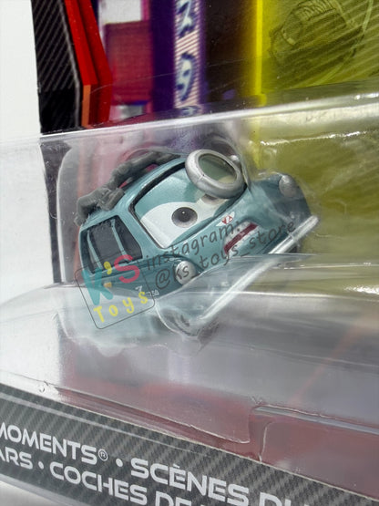 Disney Pixar Cars 1:55 by Mattel, 2-Pack Professor Z and Acer with Helmet from Cars 2 - BNIP