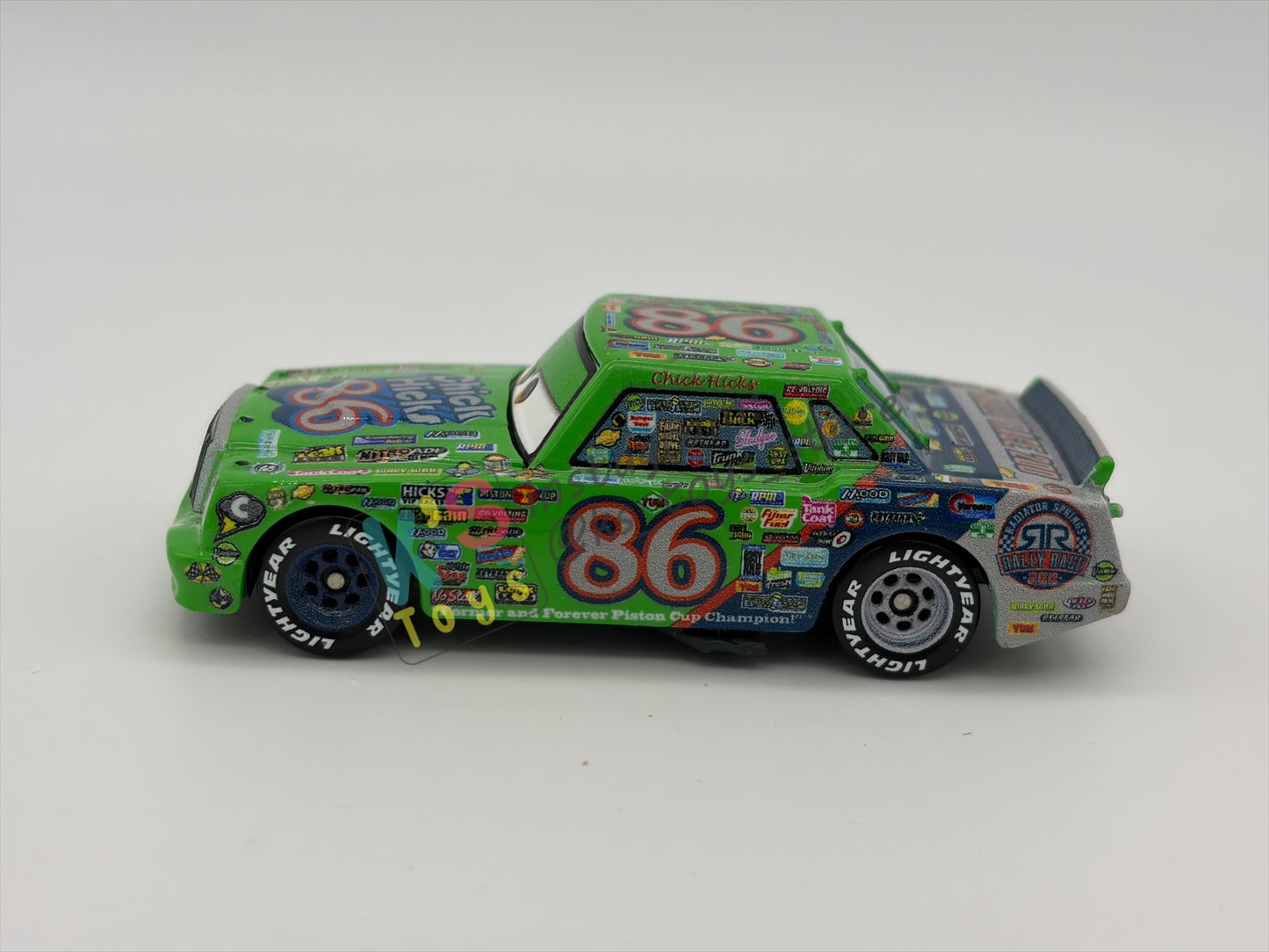 PRE-OWNED / LOOSE DISNEY PIXAR CARS BY MATTEL - "RALLY RACE 200 CHICK HICKS" RACE & RESCUE SERIES - GOOD CONDITION