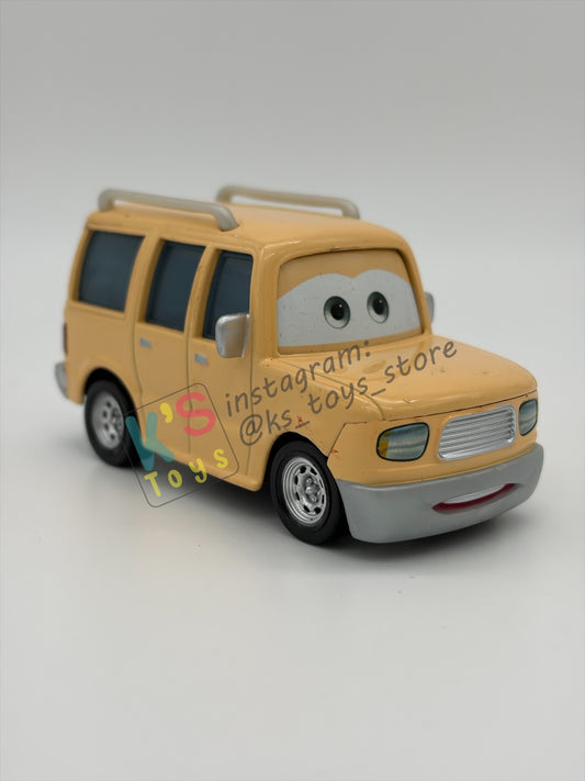 PRE-OWNED / LOOSE DISNEY PIXAR CARS BY MATTEL - "BENNY BRAKEDRUM" RACE FANS SERIES - GOOD CONDITION